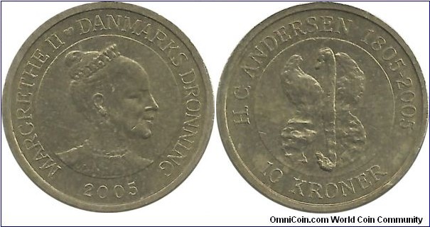 Denmark 10 Kroner 2005-Bicentenary of HC Andersen-1 (The Ugly Duckling)