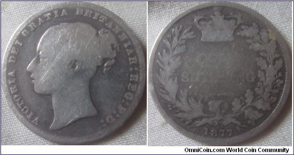 1877 shilling die #37