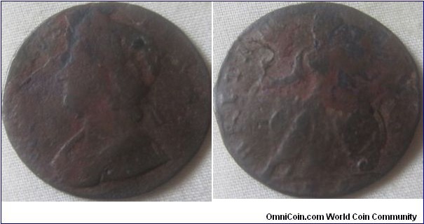 unknown date low grade George II halfpenny