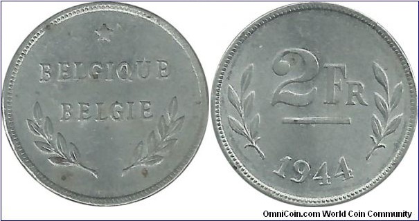 Belgium 2 Francs 1944(unc)