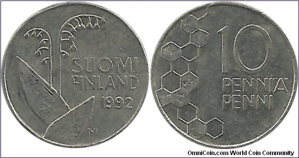 Finland 10 Penniä 1992M