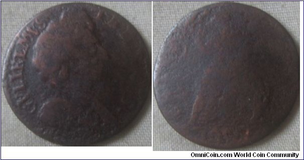 1696 farthing, very low grade