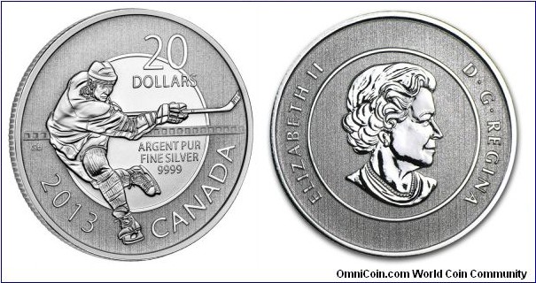 $20 
Ice Hockey
Designed by Greg Banning (Reverse) & Susanna Blunt (Obverse)
