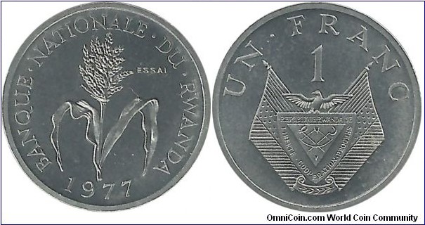 Rwanda 1 Franc 1977 (Proof-Essai)