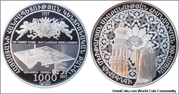 1000 Dram - Mechitarists congregation in Venice - 33.6 g 0.925 silver Proof - mintage 500 pcs only