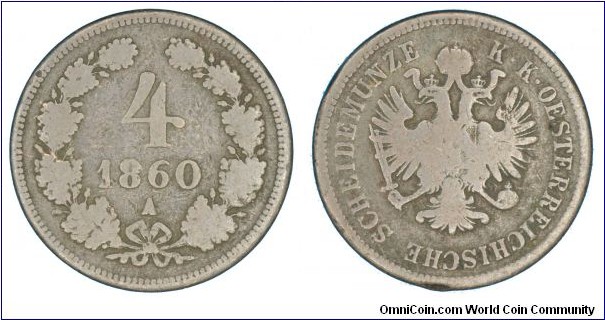 4 Kreuzer Mint mark A Vienna 