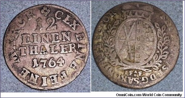 1764 German state of Brunswick, 1/12 Einen Thaler  Karl I 