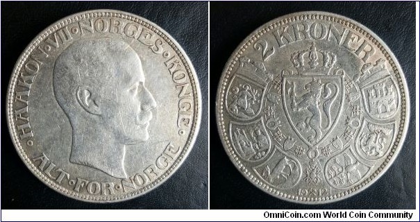 2 kroner, 1912, silver, size 31mm, Mintage 150000