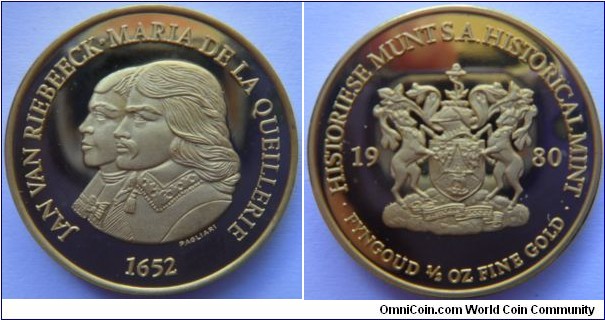 1980 Van Riebeeck Gold Pound Medal Set 1/2 Ounce