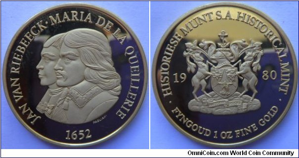 1980 Van Riebeeck Gold Pound Medal Set 1 Ounce