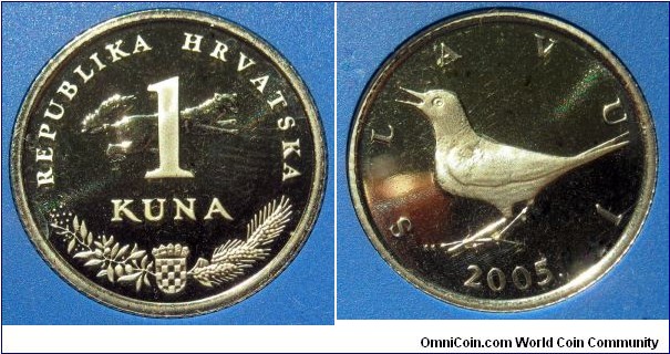 Croatia 1 kuna.
Proof from 2005 mint set. Mintage:  2.000 pieces.