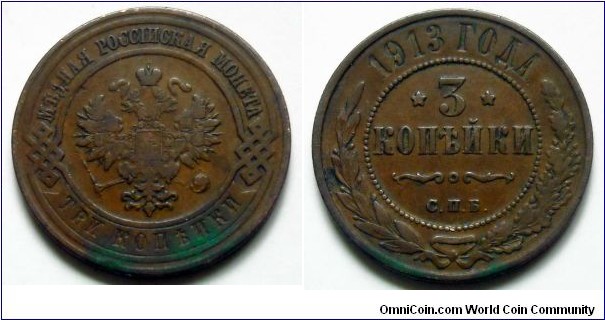 Russia 3 kopek.
1913