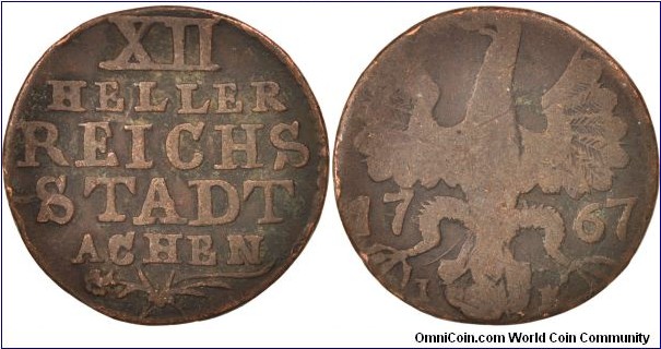 German State of Aachen, 12 Heller