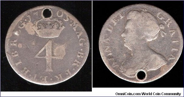 4d-Groat, Maunday Money. Anne Queen of England, Scotland and Ireland 1702–1707 Queen of Great Britain and Ireland 1707–1714
