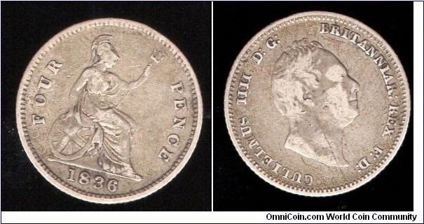 4d-Groat, Maunday Money. William IV  King of the United Kingdom of Great Britain and Ireland and King of Hanover 1830–1837