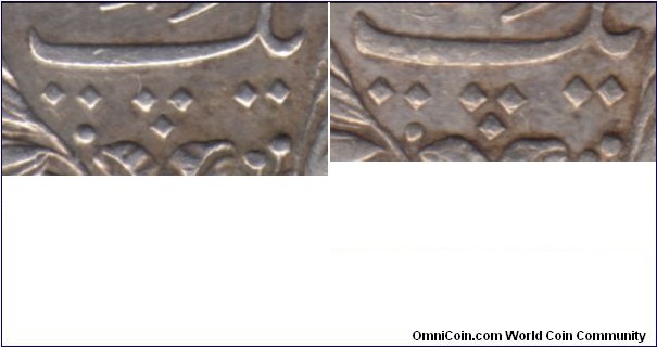 Left - Detail: Small diamonds in IN40C, right - Detail: Large diamonds in IN40D.