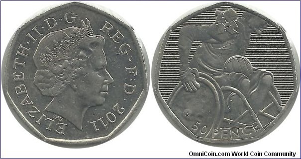 U.Kingdom 50 Pence 2011 - London 2012 Paralympics-Wheelchair Rugby