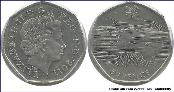 U.Kingdom 50 Pence 2011 - London 2012 Olympics-Aquatics