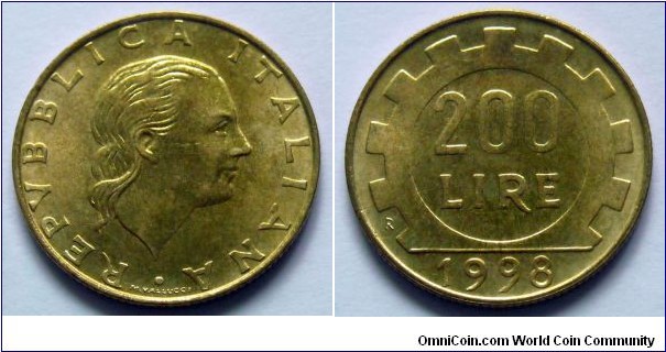 Italy 200 lire.
1998