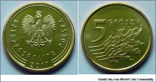 Poland 5 groszy.
2017, Warsaw mint.