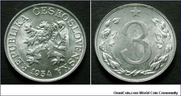 Czechoslovakia 3 haleru.
1954