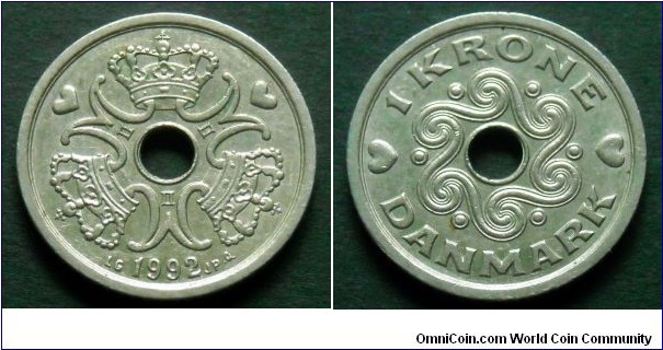 Denmark 1 krone.
1992
