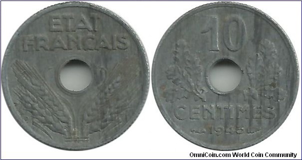 France 10 Centimes 1943(17mm)