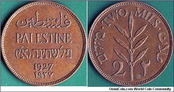 Palestine 1927 2 Mils.