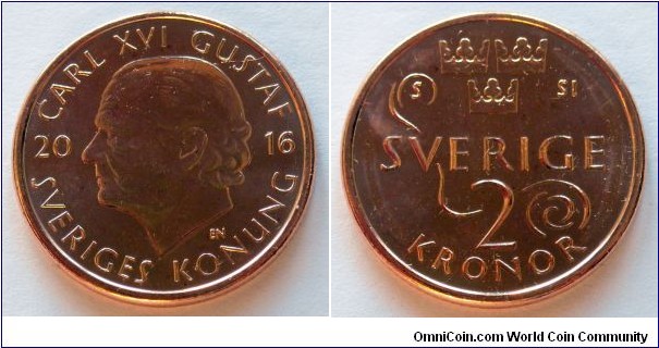 Sweden 2 kronor.
2016