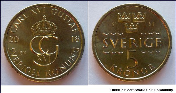 Sweden 5 kronor.
2016