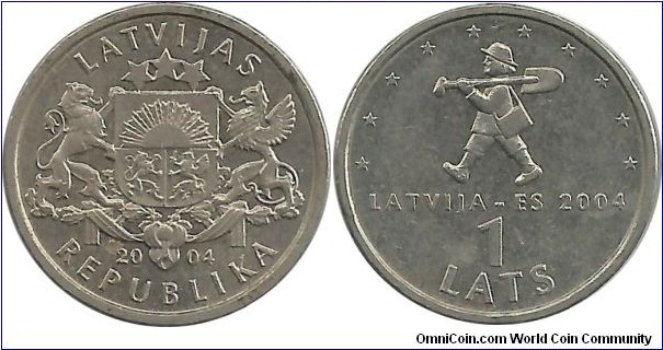 Latvia 1 Lats 2004 - Accession to the EU