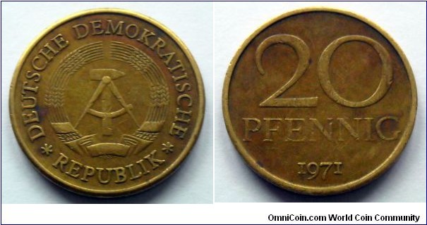 German Democratic Republic (East Germany) 20 pfennig.
1971