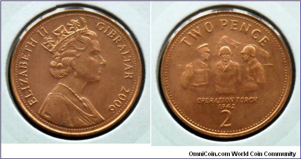 Gibraltar 2 pence.
2006, Operation Torch 
1942.