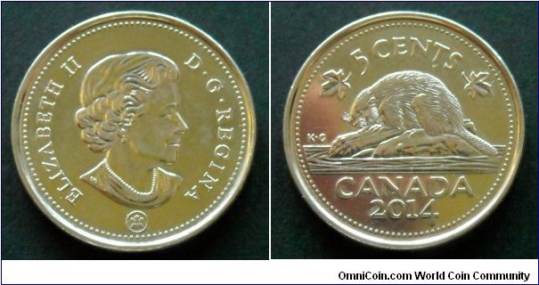 Canada 5 cents.
2014, RCM mint mark.