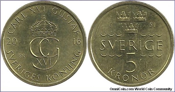 Sweden 5 Kronor 2016 - new serie