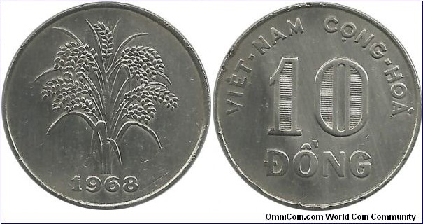 VietNam-South 10 Ðồng 1968