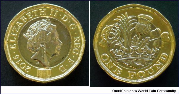 United Kingdom 1 pound. 2016, Bimetal.