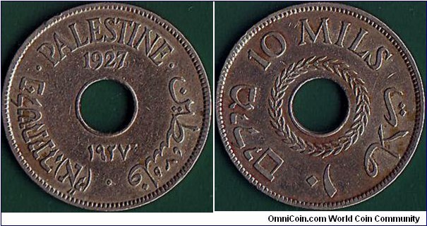 Palestine 1927 10 Mils.