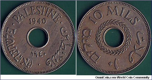 Palestine 1940 10 Mils.