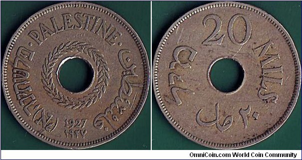 Palestine 1927 20 Mils.