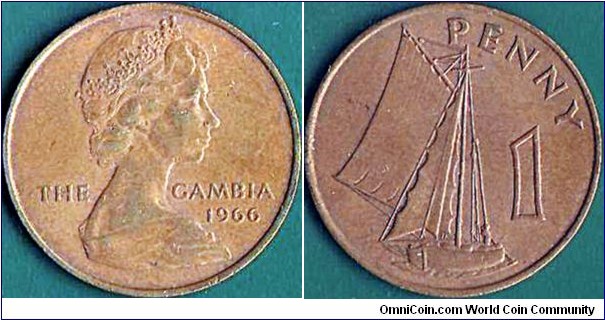 The Gambia 1966 1 Penny.