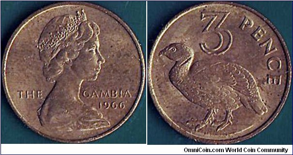 The Gambia 1966 3 Pence.