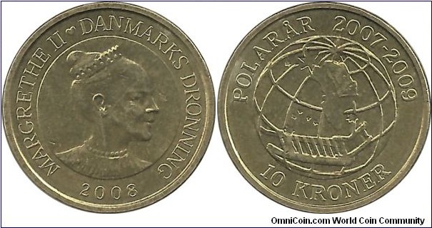 Denmark 10 Kroner 2008-International Polar Year