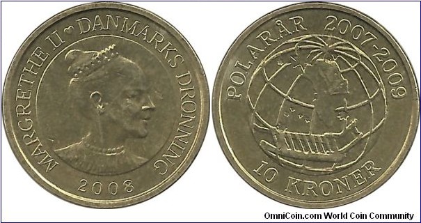 Denmark 10 Kroner 2008-International Polar Year