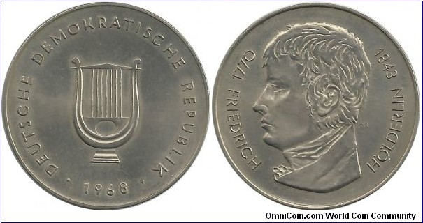 Germany-DDR medallion - Friedrich Hölderlin (Johann Christian Friedrich Hölderlin was a German lyric poet.)