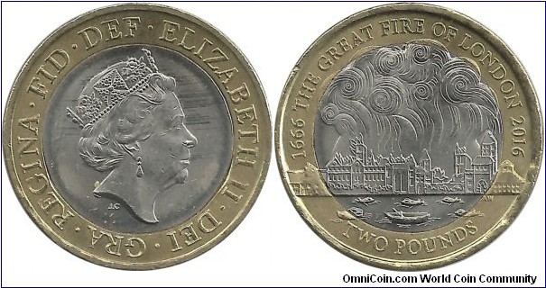 U.Kingdom 2 Pounds 2016-Great Fire of London 1666