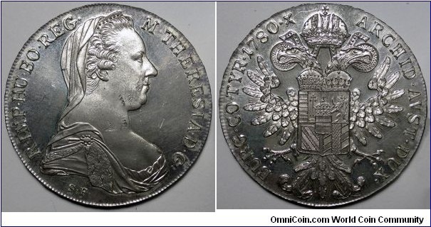 1780 Maria Theresa Thaler Proof Re-Strike