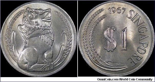 Singapore 1967 One Dollar, KM#6.