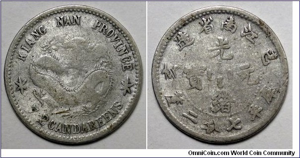 China-Empire, Jianguan Province 1899 7.2 Candareens, .820 Silver, Lightly cleaned, Y#142a.