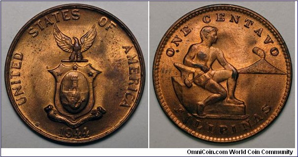 Philippines, 1944-S 1 Centavo, KM#179.